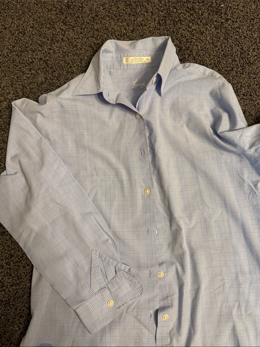 Foxcroft Light Blue Plaid Dress Shirt